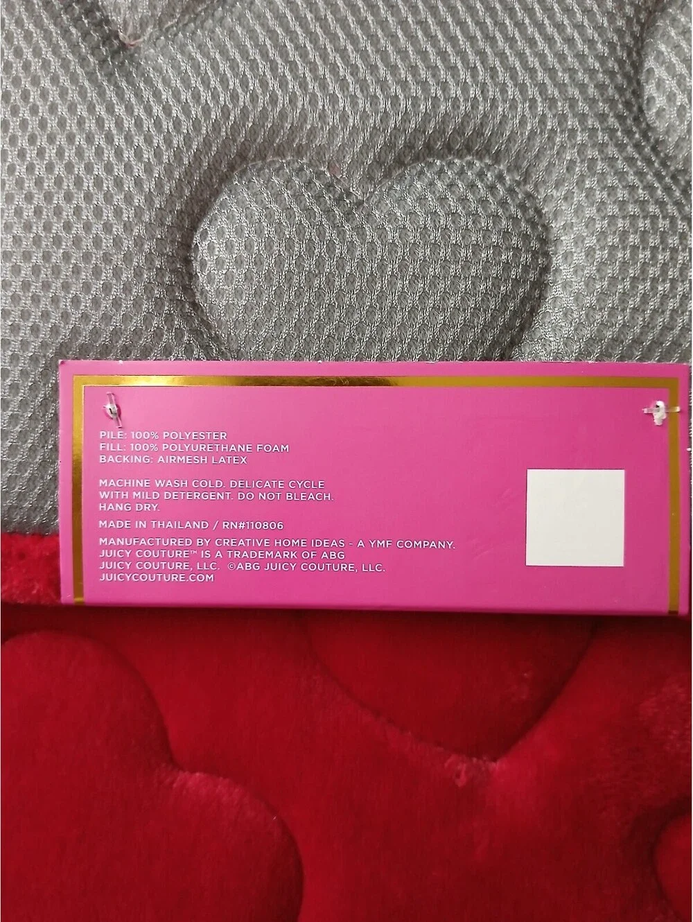 Juicy Couture 2 Pc Memory Foam Bath Rug Set Red Hearts NWT Love Juicy
